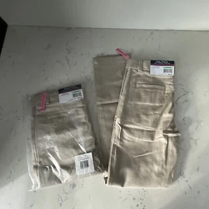 Youth Girl's Nautica School Uniform Stretch Skinny Pants, Khaki Size 8 - 2 Pair - Picture 1 of 11
