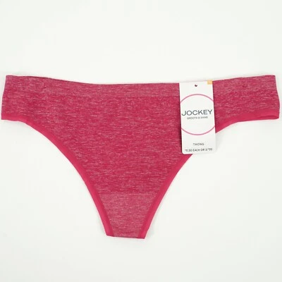 JOCKEY Women's Size 7 LARGE Seamless DARK PINK THONG PANTIES Smooth & Shine 2284 - Image 1 of 4