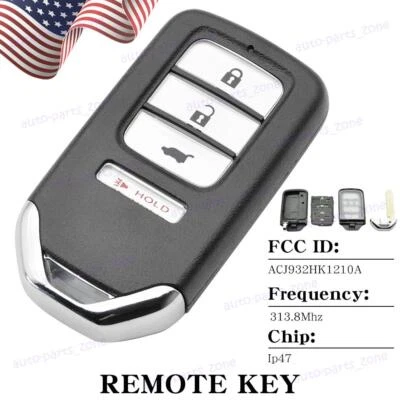 Ajuste para Honda CR-V 2015 2016 mando a distancia sin llave inteligente llavero ACJ932HK1210A 4 botones Foto 1 de 4