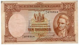 NEW ZEALAND P-158a 10 Shilling 1940 WWII Kiwi Nice - Picture 1 of 7