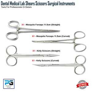 Surgical Dental Kelly Scissor Mosquito Forceps Hemostat 4Pcs Surgical Instrument - Picture 1 of 9