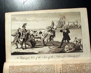 VERY RARE American Revolutionary War Era Political Cartoon PRINT 1778 Magazine - Picture 1 of 7