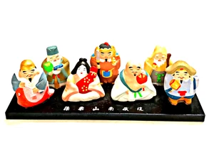 Japanische 7 Glücksgötter Shichifukujin Kokeshi Puppen Figur Glückskunst - Bild 1 von 9