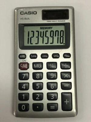 Casio Silver Solar Powered Pocket Calculator HS-8VA - Image 1 of 3