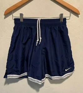Vintage 90's Nike Boy's Basketball Shorts Size LARGE 14-16 Mini Swoosh Navy EUC - Picture 1 of 6