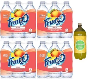 Fruit2O Zero Calorie Flavored Water, Peach, 6 Count, 16 fl oz (Pack of 4) - Picture 1 of 6