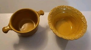 2 Vintage California Pottery Yellow Bowls J32 MCM - Picture 1 of 13