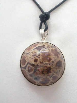 Ciondolo in ARGENTO 925 con DIASPRO naturale - pendente girocollo Pietra Dura - - Immagine 1 di 4