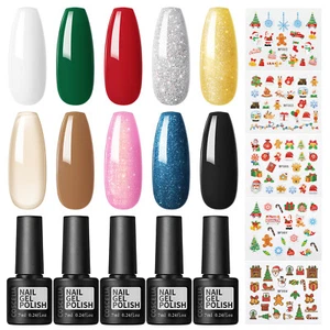 UV Nagellack Set 10*7ML Gel Nagellack Set mit Nail Art Aufkleber Soak-Off DIY - Bild 1 von 10