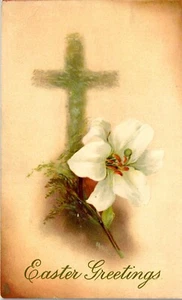 Vintage Easter Postcard ~ Tuck's Connoisseur Series Floral Easter Cross 1910 - Picture 1 of 3