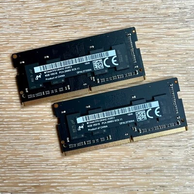Micron 8GB (2x4GB) RAM, 2666 MHz, PC4-21300 DDR4, 260-pin, Apple OEM system pull - Image 1 of 3