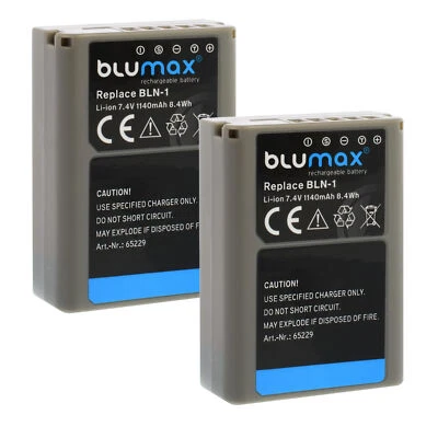 2x Blumax Akku für Olympus BLN-1 OM-D E-M1 E-M5 PEN E-P5 PEN-F. 1140 mAh