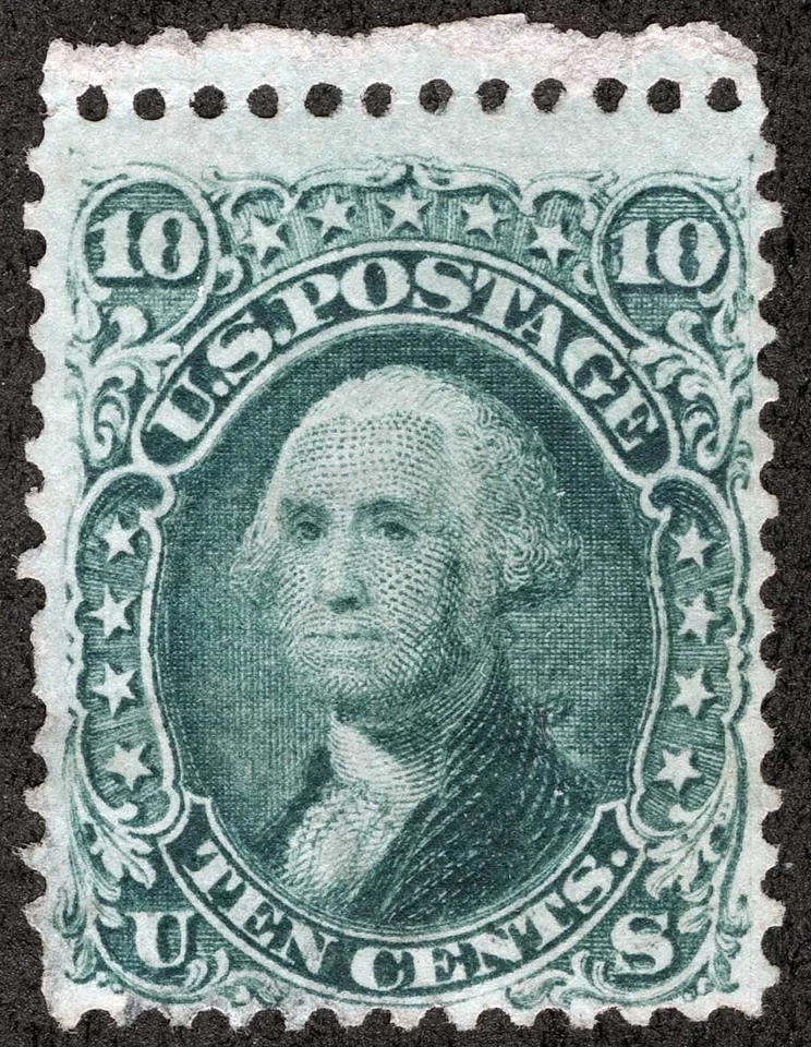 US Sc 68 Verde 10¢ 1861 Apenas Visible Negro Cancelar en la Parte Inferior Foto 1 de 1