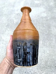 Vintage UNIQUE ONE OF A KIND Dan Perkins Signed ART BOTTLE RAKU Pottery  ❤️sj4j7 - Picture 1 of 11