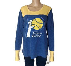 Indiana Pacers Womens Top Size 1X Front & Back Distressed Logo Thermal New - Picture 1 of 7