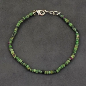 Ruby Zosite 35.00 Cts Checkers Cut 8" Inches Beaded Precious Bracelet AK 21 E528 - Picture 1 of 3