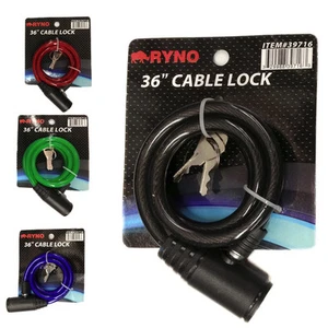 36" Bicycle Bike Anti-Theft Security Steel Cable Lock Chain 4 Colors W Keys BN53 - Picture 1 of 2