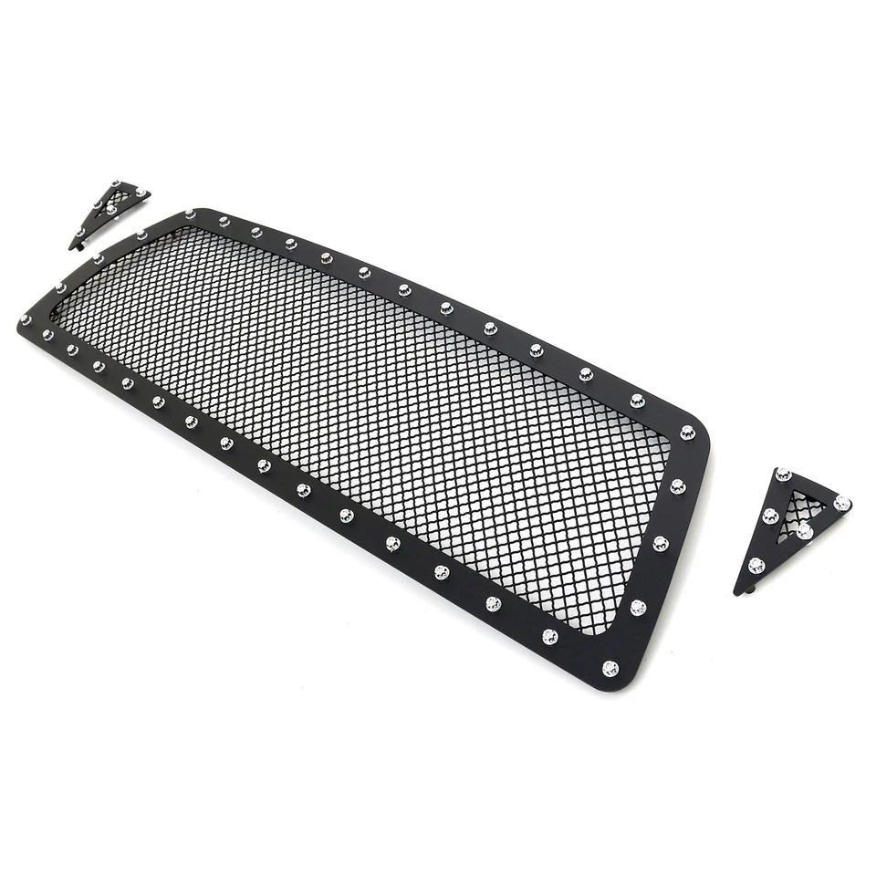 Fits 2005-2011 Toyota Tacoma Stainless Black Rivet Studs Mesh Grille Insert - Image 1 of 3