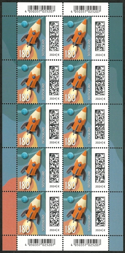 Raketenpost - Welt der Briefe - 180 Ct. - Zehnerbogen - postfrisch - Mi.Nr. 3870 - Bild 1 von 1