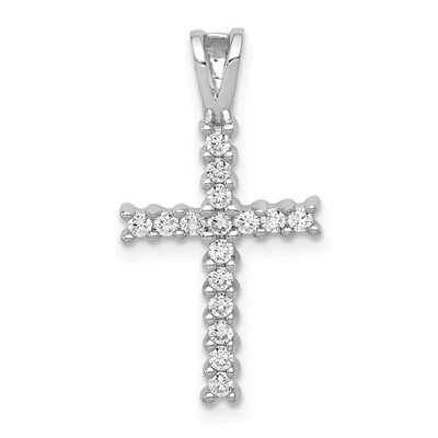 Colgante Cruz Latina Diamante Oro Blanco 14k 1/6 o 1/4 Ctw Foto 1 de 4