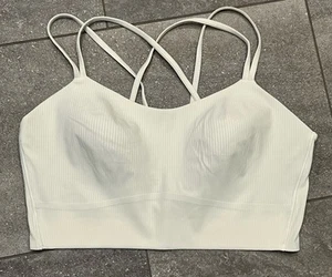 Lululemon Like A Cloud Ribbed Longline Bra Light Suppt B/C Cup-Sz 14 Ivory - Picture 1 of 2