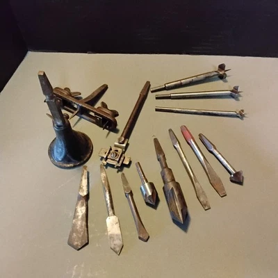  Lote Brocas Vintage Cuero Arandela Anillo Cortador, Brocas Escariador, 3 Stanley No. 105 bits Foto 1 de 4