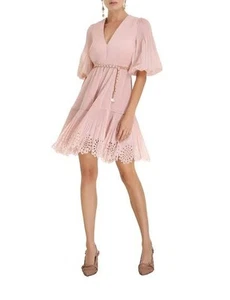 Zimmermann Pleated Mini Dress In Ballet | Size 3 AU 14 UK 14 US 10 - Picture 1 of 9