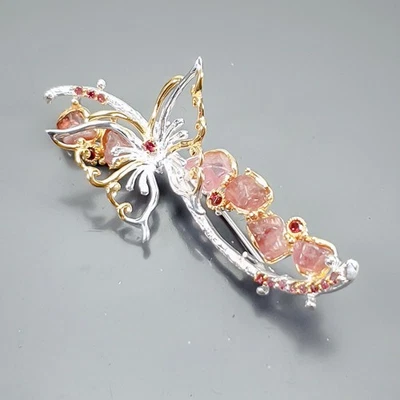 Broche de turmalina natural hecho a mano joyería plata de ley 925/NB27474 Foto 1 de 4