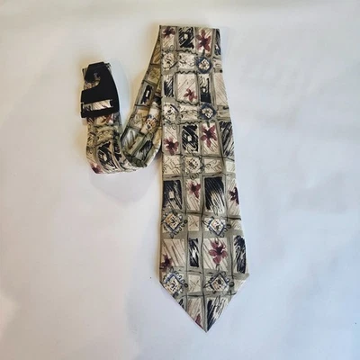 Corbata de Seda Venanzi Italiana Suave Patrón Floral Taupe Años 90 Corbata Ancho 4" Foto 1 de 4