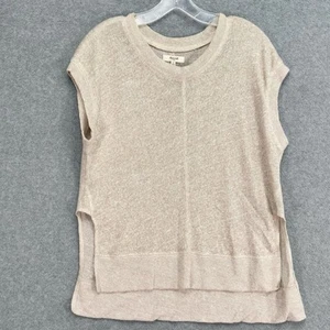 Madewell Womens 100% Linen Knit Tunic Size S Oatmeal Vented Side Semi Sheer - Picture 1 of 7