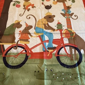 Lollipop by Sandy Gervais for Moda Fabric Panel “Monkey On A Bicycle” 24” x 44” - Picture 1 of 3