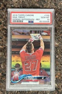 2018 Topps Chrome Mike Trout Image Variation Refractor PSA 10 Signing Auto #100 - Picture 1 of 2