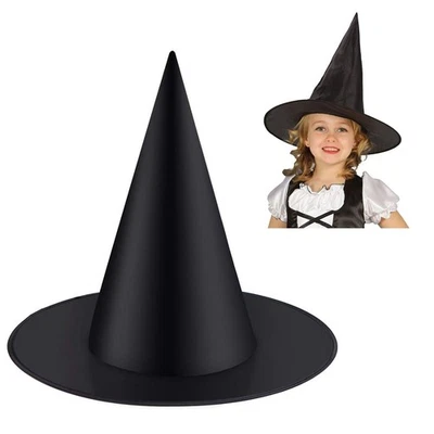 Sombrero de Bruja, Sombrero de Bruja Negro para Niños, Accesorios de Disfraz de Bruja de Halloween, Yar... Foto 1 de 4