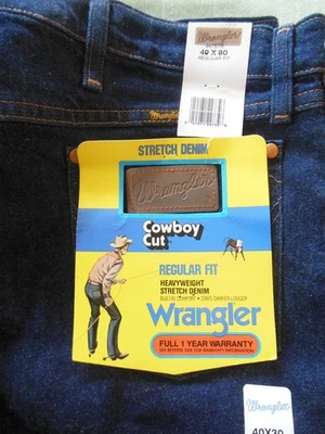 Pantalones de mezclilla elásticos de corte vaquero Wrangler para hombre talla regular 40x30 nuevos con etiquetas Foto 1 de 4