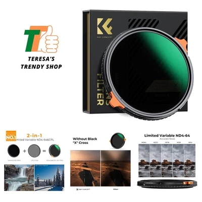 67mm ND4-64 2-6 Stops ND Lens Filter Variable & CPL Polarizers Filter 2-in-1,... - Image 1 of 4