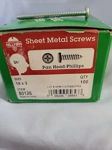 Hillman No. 14  X 3 in.  Phillips Pan Head Sheet Metal Screws (100/pk) 80126 - Picture 1 of 7