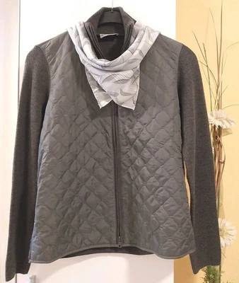 Damen Jacke Weste Strick Merinowolle Absteppung Doppelzipp  Grau Gr.40  PUBLIC - Bild 1 von 4