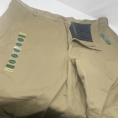 NWT LL Bean Natural Fit Pants Men's 42x30 Khaki Flannel Insulated Fleece Lined - Image 1 of 4