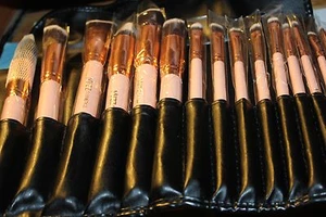 MIZZ COSMETICS SET OF 15 BRUSHES IN PEACH COLOR / WITH CASE/NEW - Picture 1 of 6