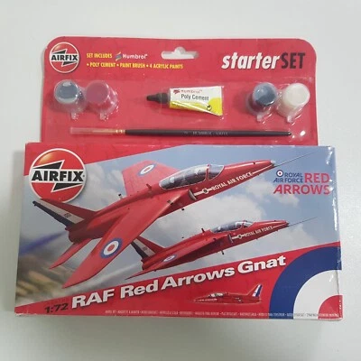 Airfix model kit RAF Red Arrows Gnat 1-72 starter paint airplane Royal Air Force - Image 1 of 4