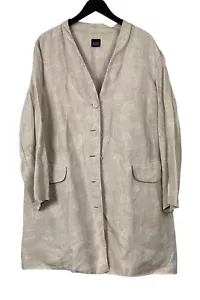 Eileen Fisher Damen Leinen Jacke mit Knopfleiste Beige 1XL - Bild 1 von 7