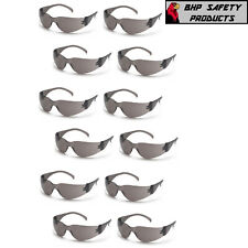 12 PAIR Pack Safety Glasses Protective Grey SMOKE Lens Sunglasses Work Lot Z87