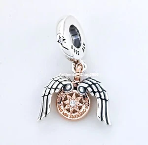 New 100% Authentic PANDORA Celestial Compass Angel Wings Dangle Charm 782359C01 - Picture 1 of 6