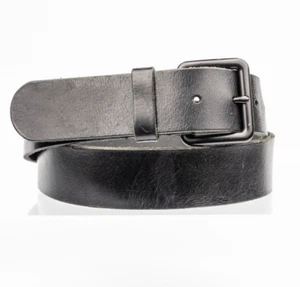 All Black real leather belt size M - Picture 1 of 5