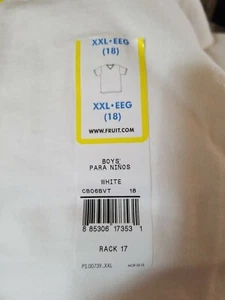 Fruit of the Loom Boys V-Neck Tees-XXL (18) WHITE~Brand New with tags. - Picture 1 of 3