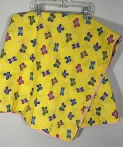 Homemade Quilted Baby Lap Blanket Yellow Spring Butterflies 40x43" Crib Pink - Picture 1 of 3