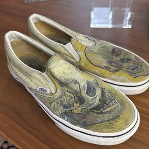 Size 6.5 M Vans Classic Slip-on X Van Gogh Museum Vincent "Skulls" MARKER DAMG - Picture 1 of 8
