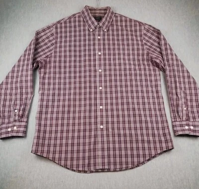 Arrow Shirt Mens Large Red Check Long Sleeve Button Up - Image 1 of 4