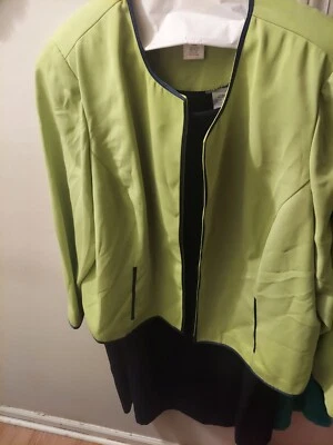 Traje de Vestido Jessica London Azul Marino Y Verde Lima 2 Piezas Talla Grande 24WP Foto 1 de 4