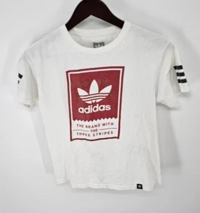 Kids Adidas T Shirt | Size L | White & Red Vintage Adidas Logo Graphic Tee - Picture 1 of 4